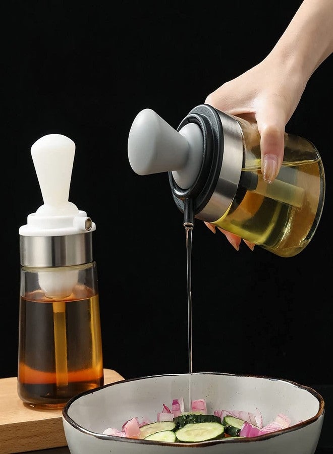 TASKHOUSE موزع زيت تاسك هاوس سعة 350 مل مع فرشاة، زجاجة زيت زيتون محمولة 2 في 1 للقلي الهوائي والطبخ في المطبخ والسلطة والخبز والشواء (عبوة من قطعة واحدة) (عبوة بيضاء من قطعة واحدة) - Image 4